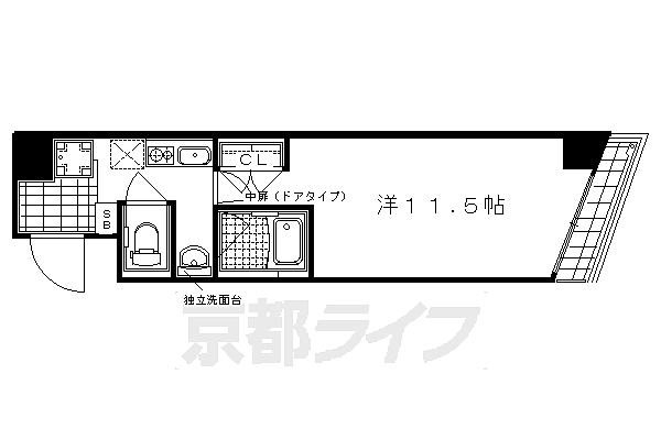 京都府京都市右京区西大路通高辻上る西院平町(賃貸マンション1K・2階・30.82㎡)の写真 その2