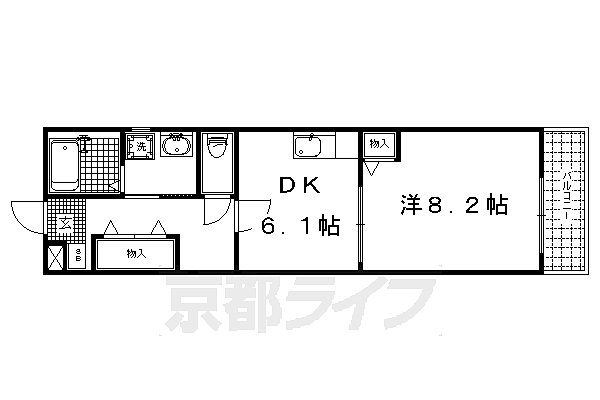 京都府京都市上京区裏門通下長者町下る坤高町(賃貸マンション1DK・2階・37.76㎡)の写真 その2