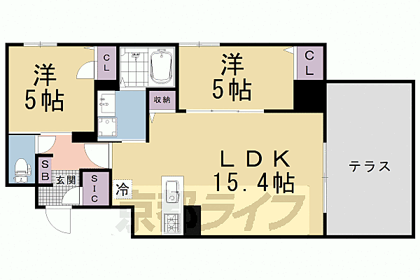 Ｒ－Ｇｒａｎｔｓ堀川五条ビル 203｜京都府京都市下京区醒ケ井通五条下る佐女牛井町(賃貸マンション2LDK・2階・56.40㎡)の写真 その2