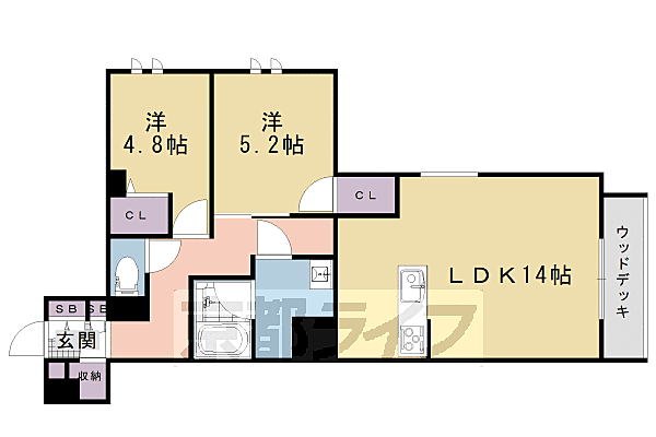 シャーメゾン六条荘 102｜京都府京都市下京区西洞院通花屋町上る西側町(賃貸マンション2LDK・1階・63.55㎡)の写真 その2