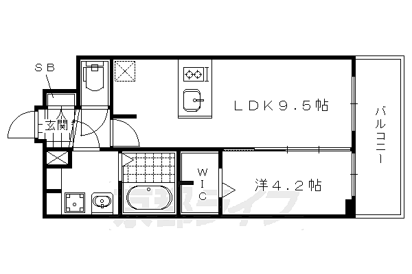 京都府京都市上京区千本通出水上る尼ケ崎横町(賃貸マンション1LDK・4階・34.40㎡)の写真 その2