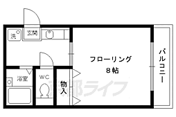 京都市営烏丸線 今出川駅 徒歩20分の賃貸アパート 1階1Kの間取り