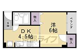 JR山陰本線 嵯峨嵐山駅 徒歩7分の賃貸マンション 4階1DKの間取り