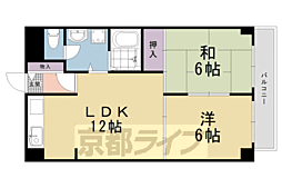 京都地下鉄東西線 太秦天神川駅 徒歩9分の賃貸マンション 5階2LDKの間取り