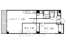 京都市営烏丸線 今出川駅 徒歩4分の賃貸マンション 4階2LDKの間取り