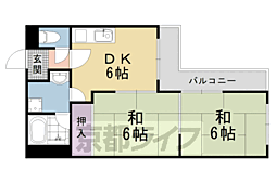 阪急京都本線 西京極駅 徒歩12分の賃貸マンション 2階2DKの間取り
