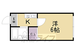 阪急嵐山線 松尾大社駅 徒歩9分の賃貸マンション 2階1Kの間取り