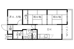 JR山陰本線 太秦駅 徒歩5分の賃貸マンション 4階3DKの間取り