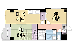 阪急京都本線 西院駅 徒歩2分の賃貸マンション 3階2LDKの間取り