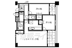アンビエント京都駅前 7階2LDKの間取り