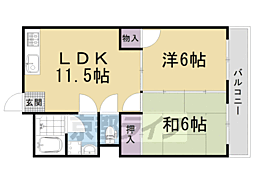 阪急京都本線 西院駅 徒歩15分の賃貸マンション 3階2LDKの間取り