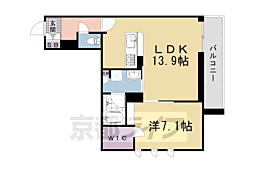 京都地下鉄東西線 太秦天神川駅 徒歩8分の賃貸マンション 2階1LDKの間取り