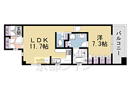 リーガル京都五条堀川 5階1LDKの間取り