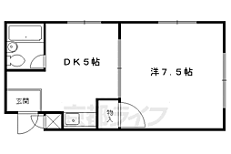 京福電気鉄道北野線 北野白梅町駅 徒歩5分の賃貸マンション 3階1DKの間取り