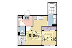 JR山陰本線 花園駅 徒歩8分の賃貸アパート 2階1DKの間取り