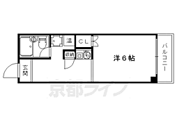 総司館八木 2階1Kの間取り