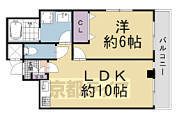 グランコート高台寺 2階1LDKの間取り