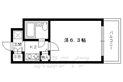 京福電気鉄道北野線 北野白梅町駅 徒歩15分の賃貸マンション 2階1Kの間取り
