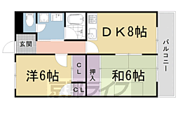 阪急京都本線 西京極駅 徒歩10分の賃貸マンション 3階2LDKの間取り