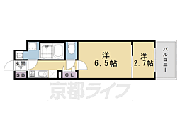 ソルテラスKYOTO西大路 瑠 2Kの間取図画像