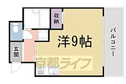 京福電気鉄道北野線 北野白梅町駅 徒歩10分の賃貸マンション 3階ワンルームの間取り