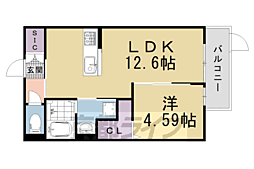 Side西ノ京 1LDKの間取図画像