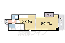 阪急京都本線 西京極駅 徒歩7分の賃貸マンション 3階1DKの間取り