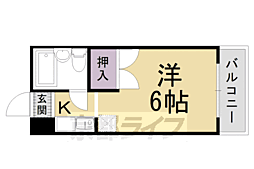 JR山陰本線 太秦駅 徒歩2分の賃貸マンション 1階1Kの間取り