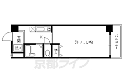 JR山陰本線 円町駅 徒歩5分の賃貸マンション 2階1Kの間取り