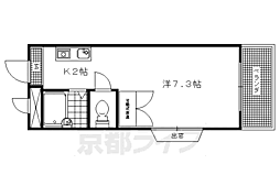 阪急京都本線 西院駅 徒歩12分の賃貸マンション 4階1Kの間取り