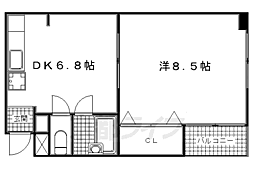 第2ヌヴェールハイツ 2階1DKの間取り