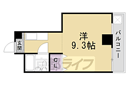 京都地下鉄東西線 太秦天神川駅 徒歩10分の賃貸マンション 4階1Kの間取り