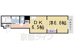 阪急京都本線 西京極駅 徒歩10分の賃貸マンション 2階1DKの間取り