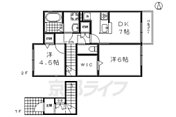 ソレイユ梅小路公園 2階2DKの間取り