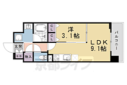 リシュドール梅小路 1LDKの間取図画像