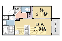 レシオス京都西院 1DKの間取図画像