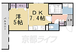 グランカーサ京都駅前 1DKの間取図画像