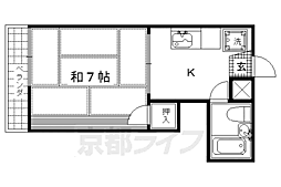 第二舟岡山荘 1Kの間取図画像