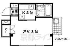 ラピスヤン東野 1Kの間取図画像