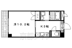 エリーフラッツ京町 1Kの間取図画像