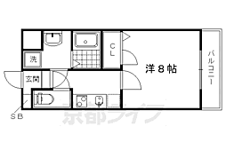 ブリランテ紫野 1Kの間取図画像