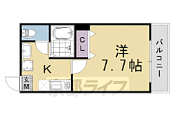 バインオークセント 1Kの間取図画像