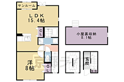 ラフィーネ・葛野2 1LDKの間取図画像