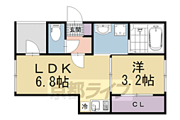 京都市伏見区深草キトロ町アパート 1DKの間取図画像