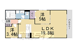 カローレ御所南 2LDKの間取図画像