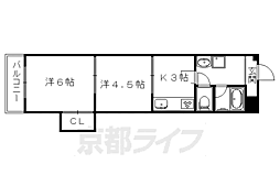 京都ノーザンフラット 2Kの間取図画像