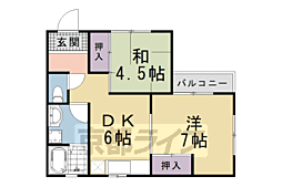 パルアベニュー醍醐 2DKの間取図画像