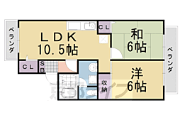 セジュールハルカ 2LDKの間取図画像