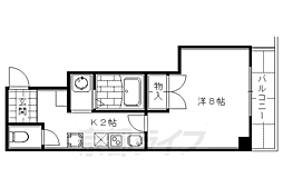 マホガニーコート 1Kの間取図画像