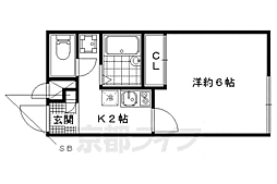 レオパレスボンマルシェ山科 1Kの間取図画像